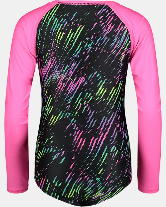 Girls' Pre-School UA Momentum Print Long Sleeve Zip-Up Paddlesuit, Black, pdpMainDesktop image number 1